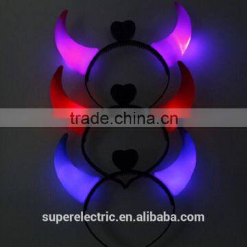 2016 Brand New Style Plastic LED Devil Horn Hair Band, Cool Flashing LED Hair Band for Party