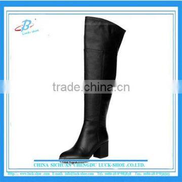 Block heel long boots good quality long boots black genuine leather long boots