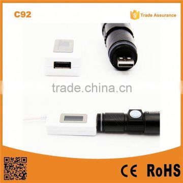 C92 Build in Battery promotional zoomable mini USB POWER BANK Flashlight