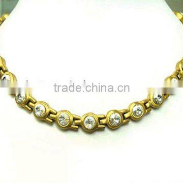 TT80 Gold Diamond Ball Necklace in Stainless Steel (vacuum plating)