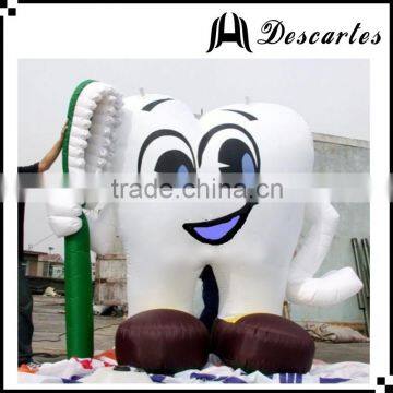 4m height large inflatable replica tooth balloon with toothbrush for health publicity