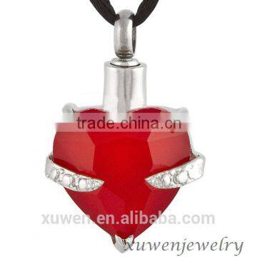 ruby stone 316l stainless steel heart personalized glass keepsake