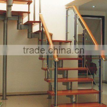 Stainless steel and wood stair fitting