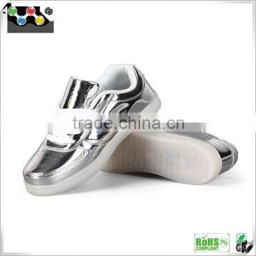 Boys Girls Soft Wear LED Luminous Sports Leisure Shoes Lace-up Led Flash Evening Shoes Golden Silver Color photo-4