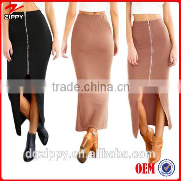 Women Bodycon Pencil Zipper High Waist Latest Long Midi Skirt Design