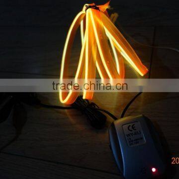 DC12V sound-control Car seat lighting decoration"Polar light 2"2.2mm Yellow Single welt EL WIRE