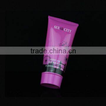 200ml flexible shower gel cosmetic plastic packing tube with brush