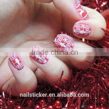 Custom Christmas cartoon nail wrap waterproof holiday snow elk nail sticker nail polish strip supplier