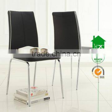 DC-2520 High Quality Modern Black PU Leather Dining Room Chair with Chrome legs