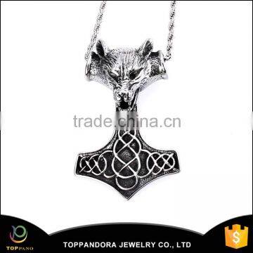 Fashion Stainless steel wolf head shape pendant unique black pendant