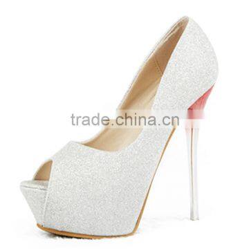 2015 Free Shipping Hot Selling Lady's Sexy High Pumps Wedding Glitter Shoes High Heels Peep Toe Free Shipping photo-4