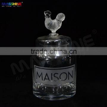 Transparent Glass Jar With Glass Lid With Cock Handle