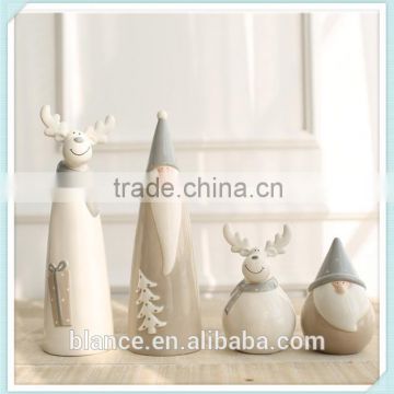 ceramic Santa and reindeer design figurine for Christmas decoration