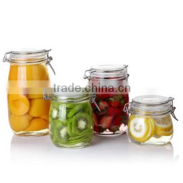 1500ml 2200ml Clear Kitchen Food Storage Airtight Seal Lock Lid Jar/glass Jar With Metal Clip