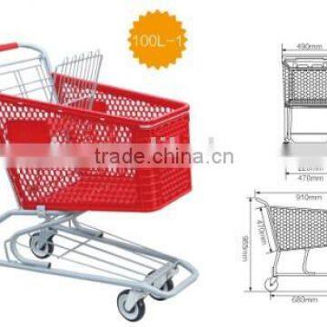 RH-SMP100 100L 910*490*985mm 5''PU Wheels Unfolding Plastic Shopping Cart