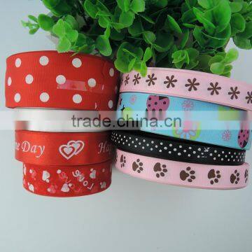 polka dot polyester custom printed satin ribbon/grosgrain ribbon