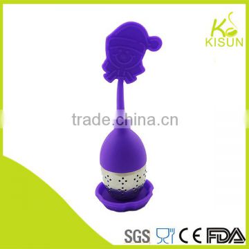 purple color santa shape silicone+S/S tea infuser/strainer