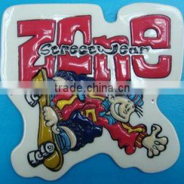 colorful skating cartoon label for kids