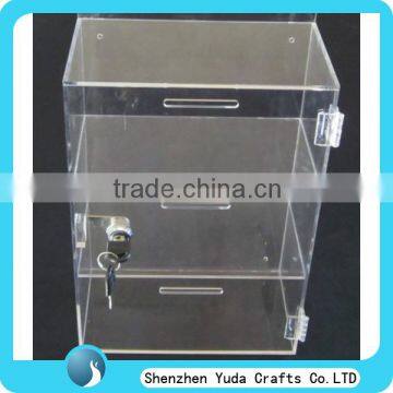 new design 3 tier acrylic charity donation box high quality cheap