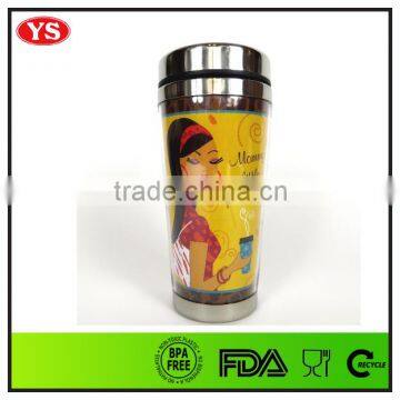 Color paper card pick me up insert Travel mug