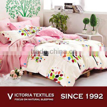 Brand New Trendy Teen Girls Hears Colorful Leaves Trees Quilt Duvet Set Bedding With Bright Pink Sheets set
