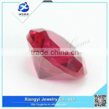 Diamond Cut Round Shape Lab Created Ruby Gemstone Bead for Jewelry
