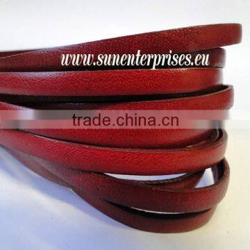 Flat Nappa Leather cords - Italian Leather - Natural Bordeaux - 20mm