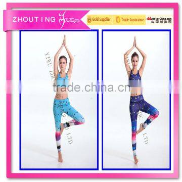 Foreign Trade Hot Style Color Digital Printing Half Stanza Vest of Tall Waist Trousers Female Suit Yoga Suit