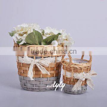 Pack of 3 Wicker Indoor Planters with Plastic Liner