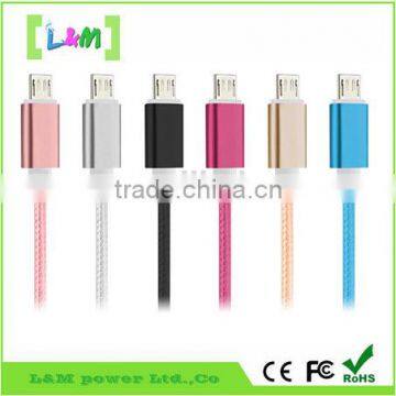 Metal Head Nylon Fiber USB Cable for iPhone /ipad/android