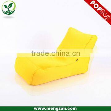 Bright yellow bean bag lounger chair, low back bean bag recliner
