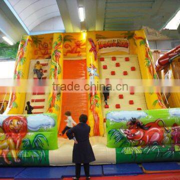 Hola 3 in 1 jungle inflatable slide/inflatable bouncy slide