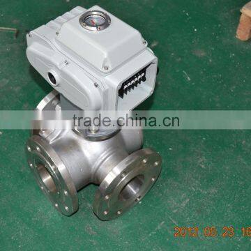 3 Way Flange Connection SS316 Electric Ball Valve photo-2