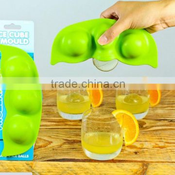 2016 eco-friendly fancy cream tools green peas silicone custom ice cube trays made in China