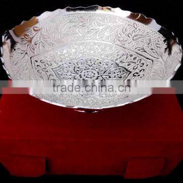 Indian Wedding Return Gift Item Beautiful Silver Plated Brass Tray photo-2