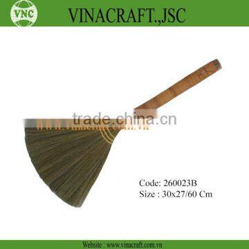 Grass broom with rattan handle