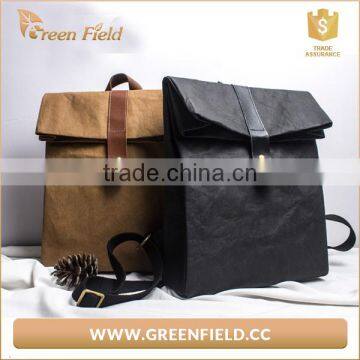 Black Kraft Paper School Bag Backpack, Washable Paper Bag for Men