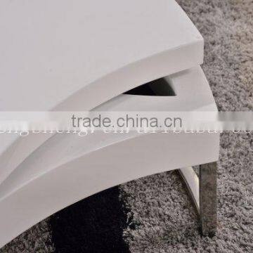 Oval Table Modern White High Gloss MDF Coffee Table With Chromed Steel photo-2