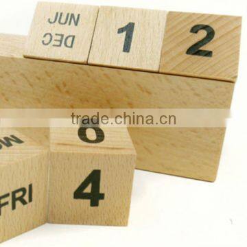 Custom Beech Solid Wood Box Calendar, Desk Top DIY Perpetual Calendar Wooden photo-5