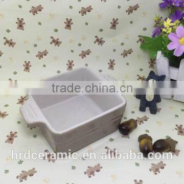 Wholesale Stocked Ceramic Square Bakeware Stoneware Plate With Two Handle photo-4