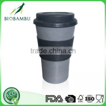 Pretty Design Degradable Wholesale Bamboo Fiber Coffee Cup With Silicone Lip and Sleeve photo-3