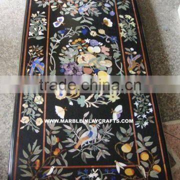 Rectangular Marble Inlay Dining Table Top, Marble Inlay Table Tops