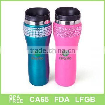 OEM design Mirror finish water cup with plastic lid