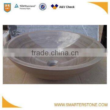 Wooden gray round marble bowl sink