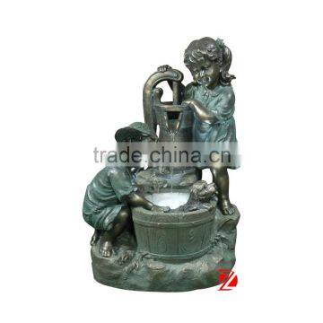 garden sister and brother bronze fountain