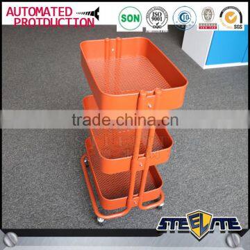 4 Wheels Kitchen Trolley Designs With Rack Storage Basket photo-3