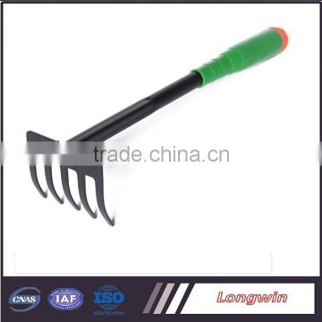 Mini garden lawn rake with plastic handle