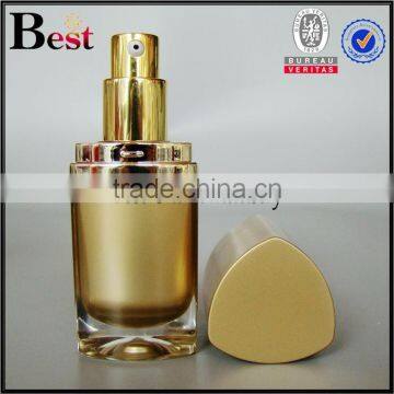 Cosmetic Triangle Shape Gold 15ml Acrylic Lotion Bottle photo-2