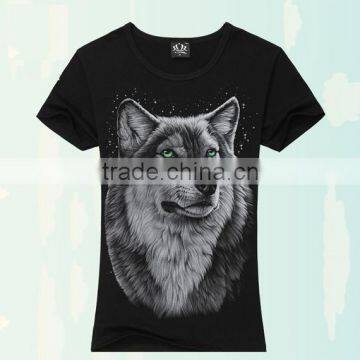 Custom 2016 new style 100% polyester sublimation short sleeves 3d animal t shirt