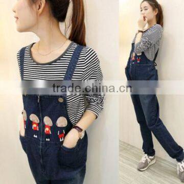 Maternity Spring New Pregnant Women Overalls / Korean Fashion Pregnant Women Jeans Overalls / Spring and Autumn Prop Belly Pants photo-2